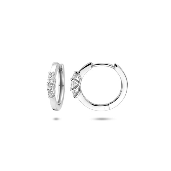 klapoorringen zirkonia 16 mm zilver gerhodineerd - Afbeelding 3