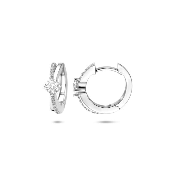 klapoorringen zirkonia 16 mm zilver gerhodineerd - Afbeelding 3