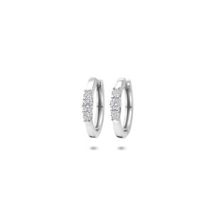 klapoorringen zirkonia 16 mm zilver gerhodineerd