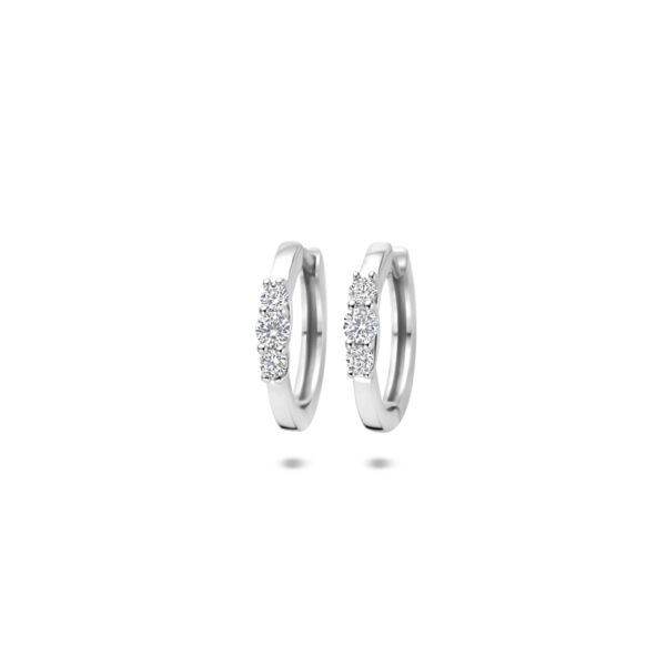 klapoorringen zirkonia 16 mm zilver gerhodineerd