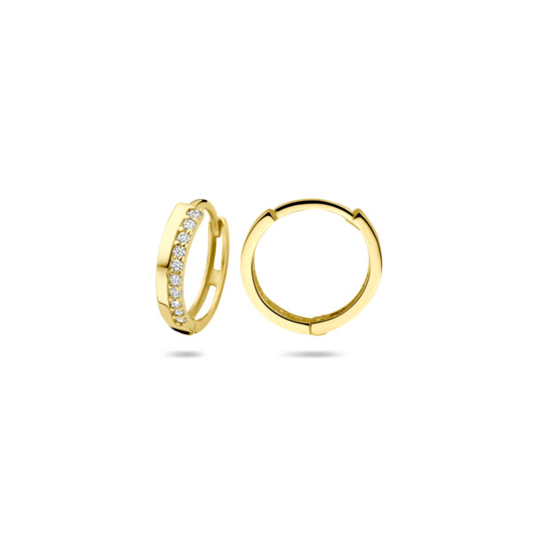 klapoorringen zirkonia 2,5 x 12 mm 14K geelgoud - Afbeelding 3