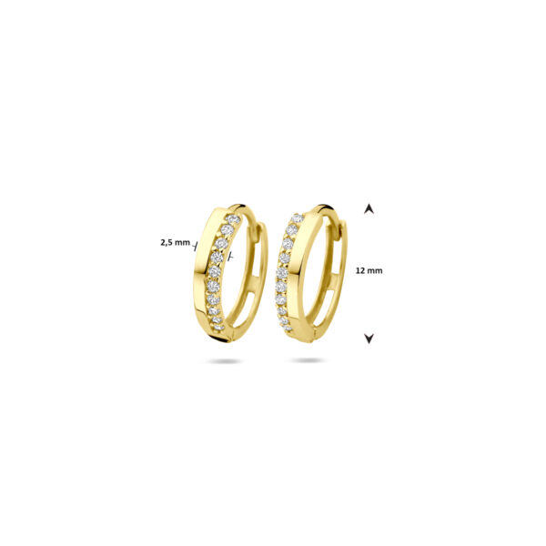 klapoorringen zirkonia 2,5 x 12 mm 14K geelgoud - Afbeelding 4