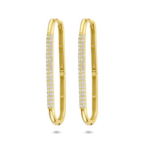 klapoorringen zirkonia 34 mm 14K geelgoud