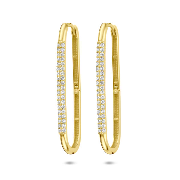 klapoorringen zirkonia 34 mm 14K geelgoud