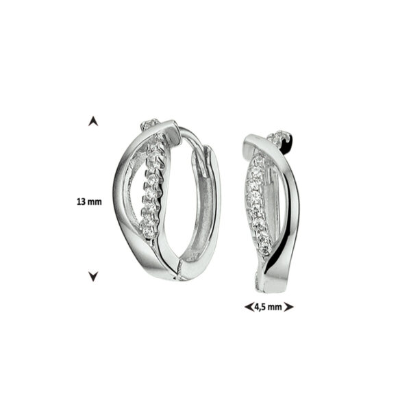 klapoorringen zirkonia zilver gerhodineerd - Afbeelding 2