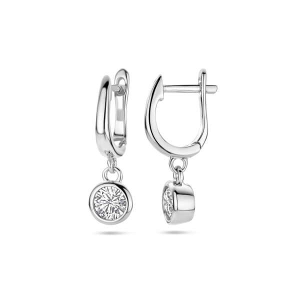 klapoorringen zirkonia zilver gerhodineerd - Afbeelding 3