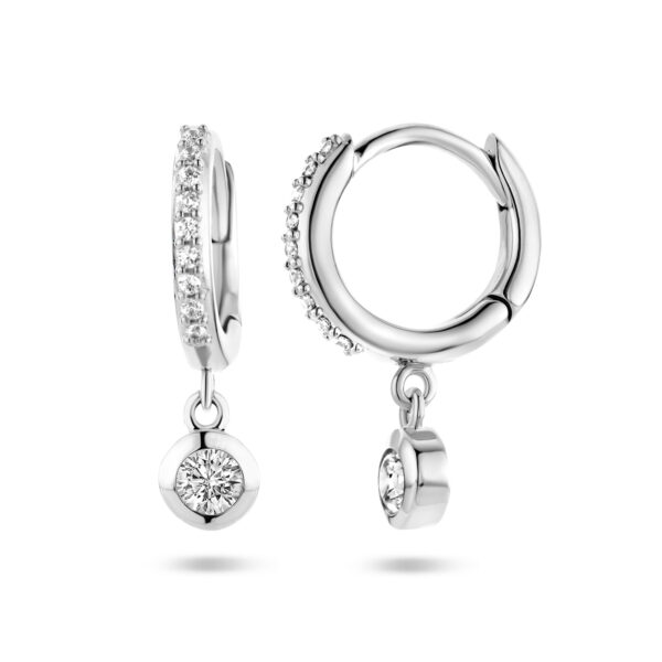 klapoorringen zirkonia zilver gerhodineerd - Afbeelding 3