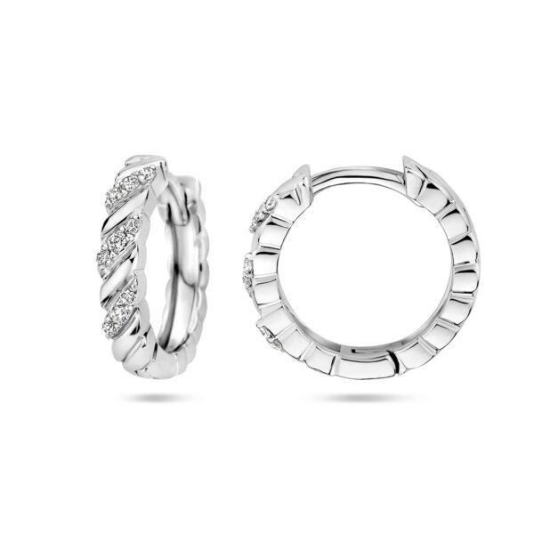 klapoorringen zirkonia zilver gerhodineerd - Afbeelding 3
