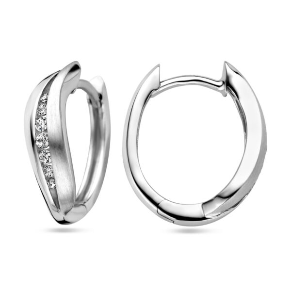 klapoorringen zirkonia zilver gerhodineerd - Afbeelding 3