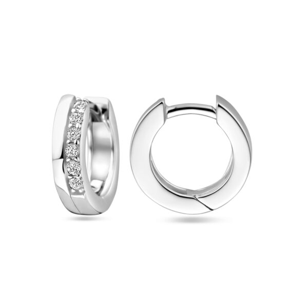 klapoorringen zirkonia zilver gerhodineerd - Afbeelding 3
