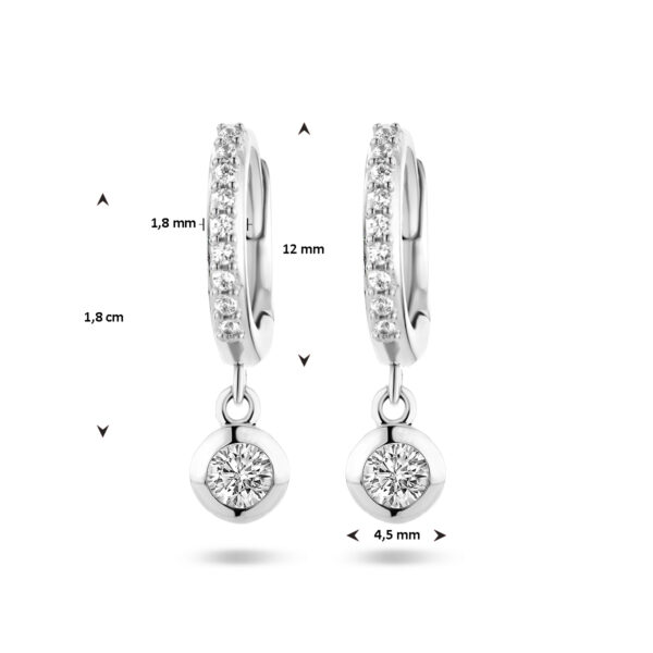 klapoorringen zirkonia zilver gerhodineerd - Afbeelding 4