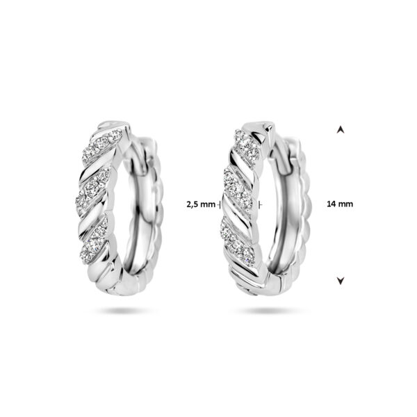 klapoorringen zirkonia zilver gerhodineerd - Afbeelding 4