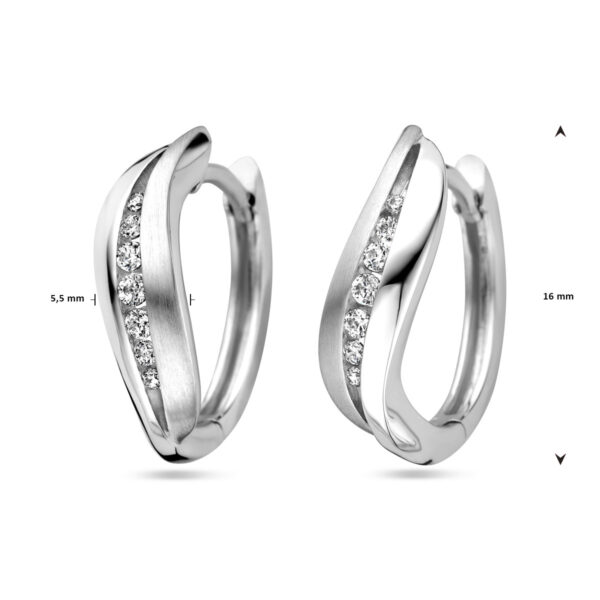 klapoorringen zirkonia zilver gerhodineerd - Afbeelding 4