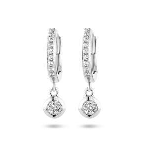 klapoorringen zirkonia zilver gerhodineerd