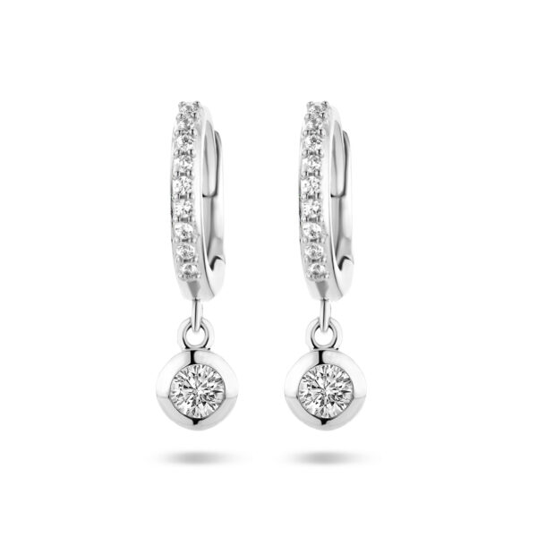 klapoorringen zirkonia zilver gerhodineerd