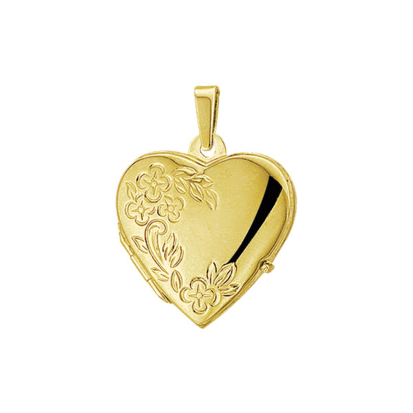 medaillon hart gravure poli/mat 14K geelgoud