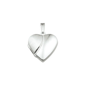 medaillon hart poli/mat zilver gerhodineerd