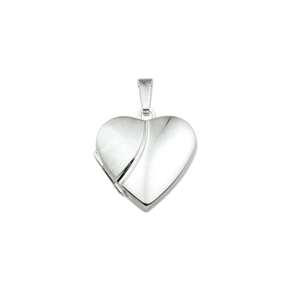 medaillon hart poli/mat zilver gerhodineerd
