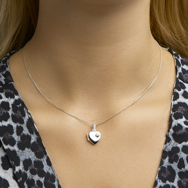 medaillon hart zilver wit - Afbeelding 2