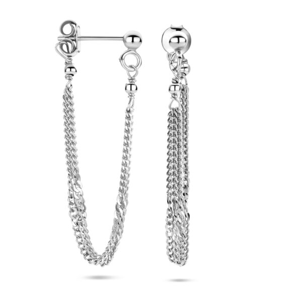 oorbellen schakel 36 mm zilver gerhodineerd - Afbeelding 3
