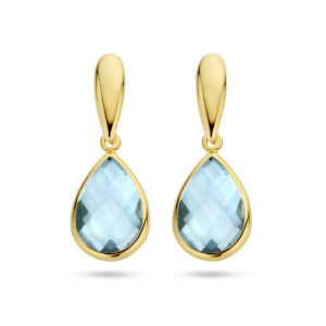 oorhangers blauw topaas 14K geelgoud