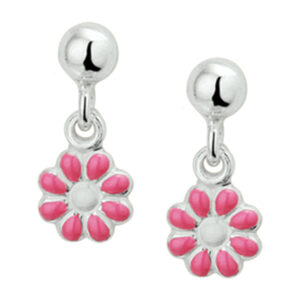 oorhangers bloem zilver wit