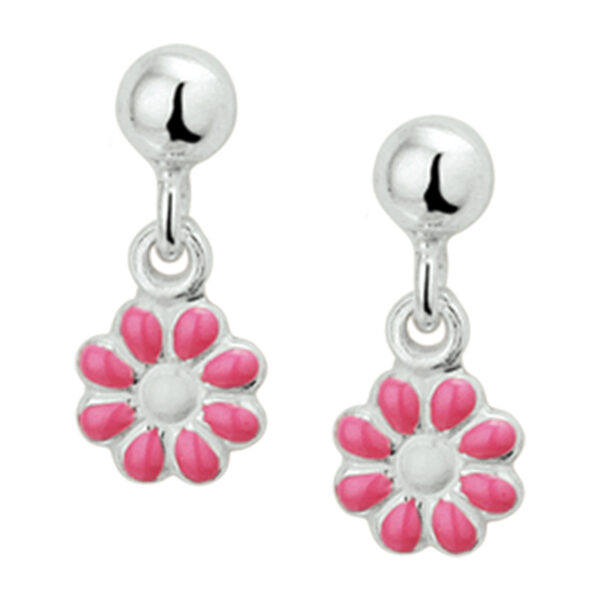 oorhangers bloem zilver wit
