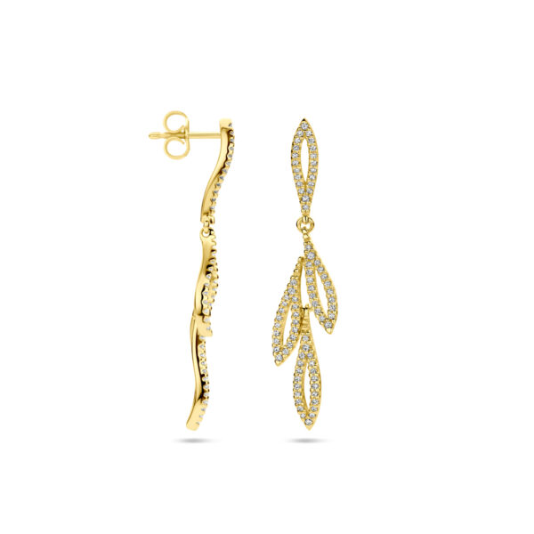 oorhangers diamant 0.540ct (2x 0.27ct) h si 14K geelgoud - Afbeelding 3