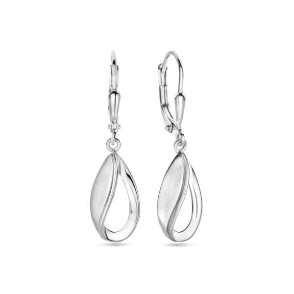 oorhangers druppel brisur haak poli/mat 33 mm zilver gerhodineerd - Afbeelding 3