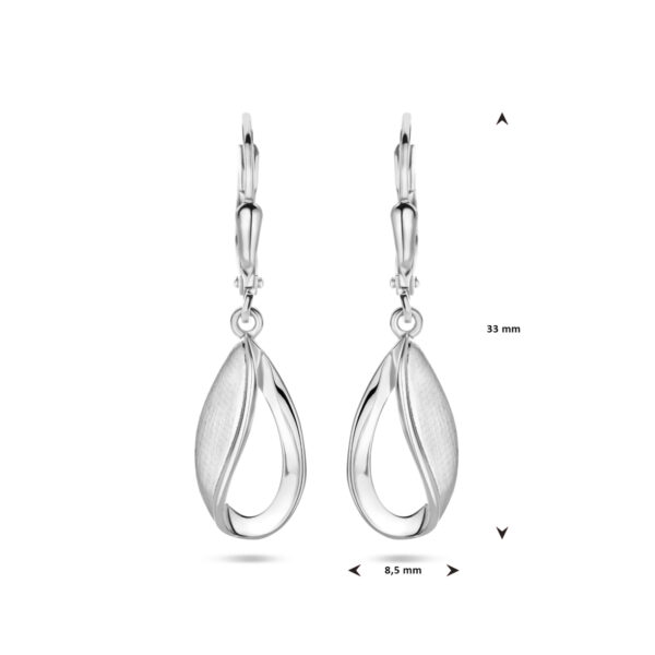 oorhangers druppel brisur haak poli/mat 33 mm zilver gerhodineerd - Afbeelding 4