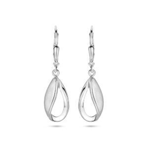 oorhangers druppel brisur haak poli/mat 33 mm zilver gerhodineerd