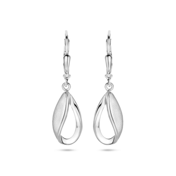 oorhangers druppel brisur haak poli/mat 33 mm zilver gerhodineerd