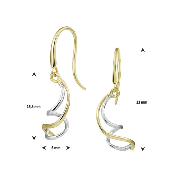 oorhangers franse haak 14K bicolor goud geel/wit - Afbeelding 2