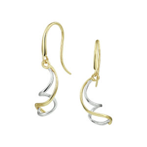 oorhangers franse haak 14K bicolor goud geel/wit