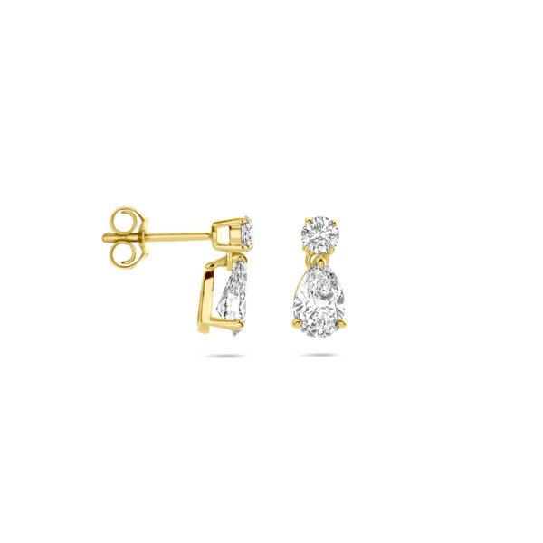oorhangers lab grown diamant 1.25ct (2x 0.625ct) h si 10 mm 14K geelgoud - Afbeelding 3