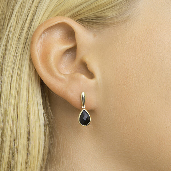 oorhangers onyx 14K geelgoud - Afbeelding 2
