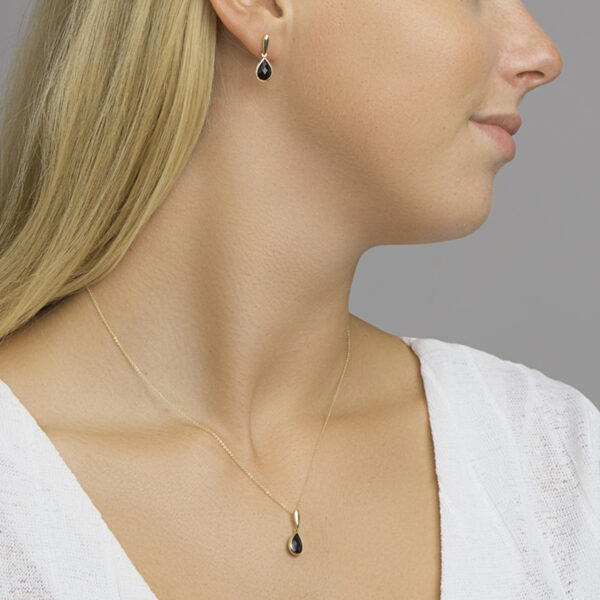 oorhangers onyx 14K geelgoud - Afbeelding 3