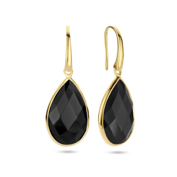 oorhangers onyx franse haak zilver verguld (geel) - Afbeelding 3