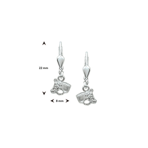 oorhangers paardenhoofd brisur haak zilver wit - Afbeelding 3