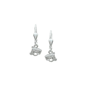 oorhangers paardenhoofd brisur haak zilver wit