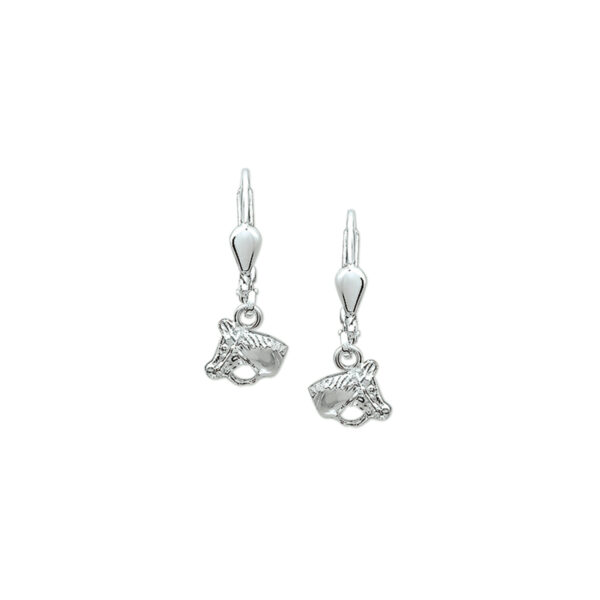 oorhangers paardenhoofd brisur haak zilver wit
