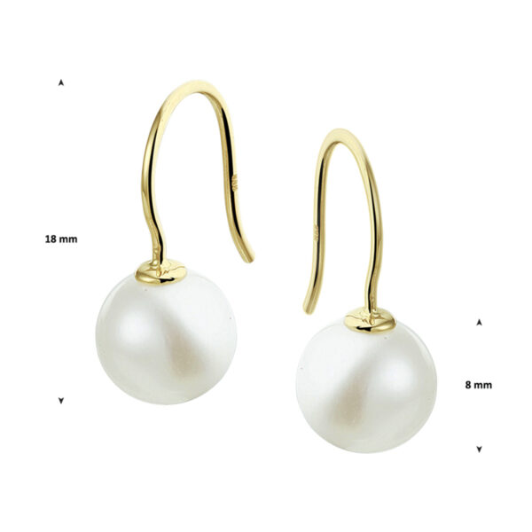 oorhangers parel franse haak 8 mm 14K geelgoud - Afbeelding 2