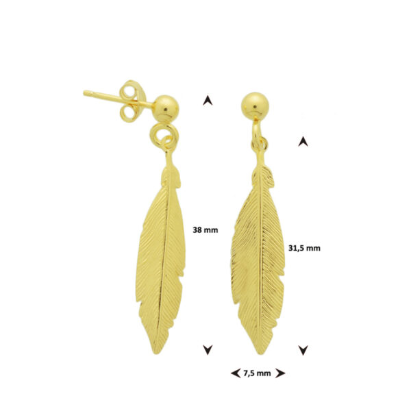 oorhangers veer 1 micron zilver verguld (geel) - Afbeelding 2