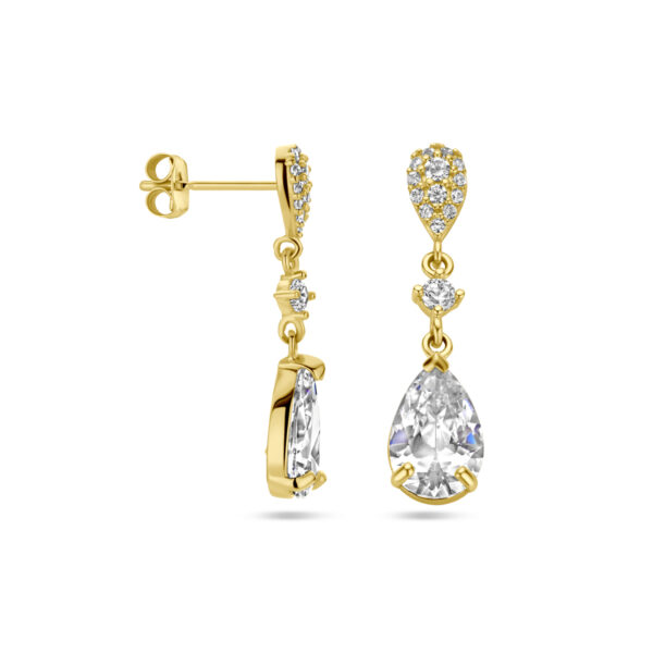 oorhangers zirkonia 14K geelgoud - Afbeelding 3