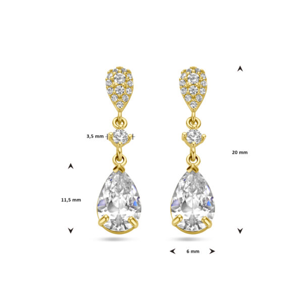 oorhangers zirkonia 14K geelgoud - Afbeelding 4
