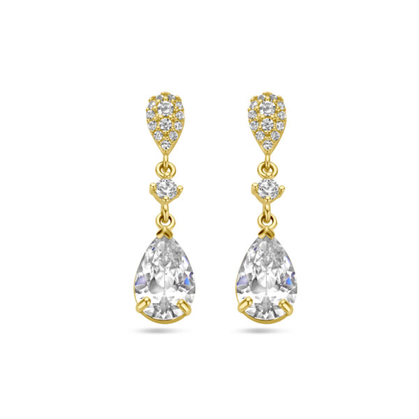 oorhangers zirkonia 14K geelgoud