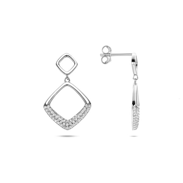 oorhangers zirkonia 25 mm zilver gerhodineerd - Afbeelding 3