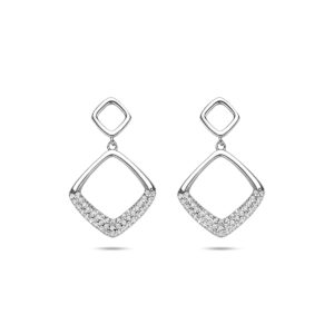 oorhangers zirkonia 25 mm zilver gerhodineerd