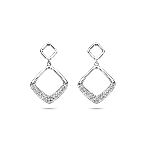 oorhangers zirkonia 25 mm zilver gerhodineerd