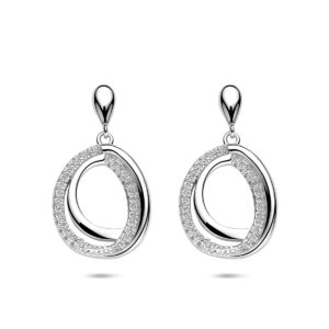 oorhangers zirkonia 25 mm zilver gerhodineerd